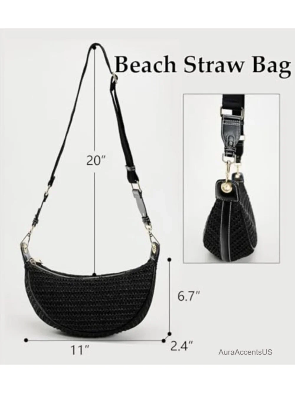 Straw Woven Hobo Crossbody Bag with Adjustable Strap